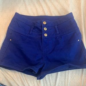 Blue stretchy high waisted shorts